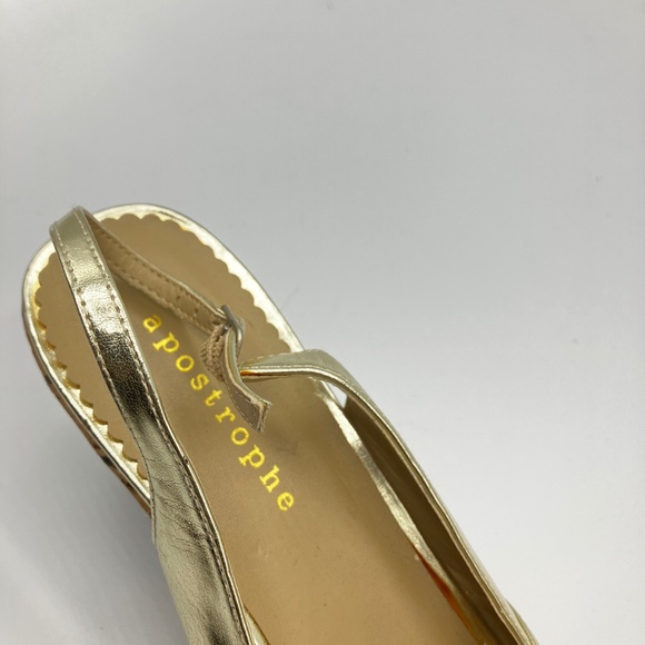 Metallic Gold Slingback Wedge Sandals - Picture 7 of 9